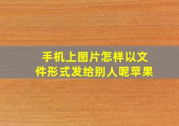 手机上图片怎样以文件形式发给别人呢苹果