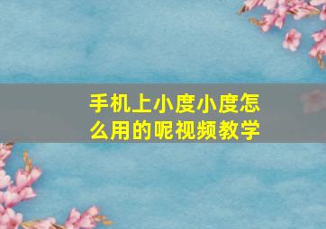 手机上小度小度怎么用的呢视频教学