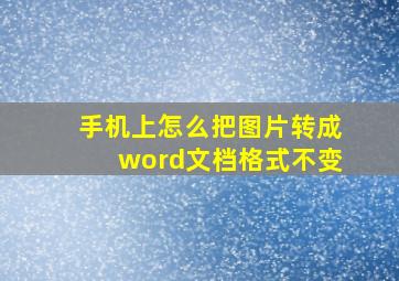 手机上怎么把图片转成word文档格式不变