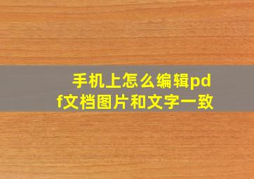 手机上怎么编辑pdf文档图片和文字一致