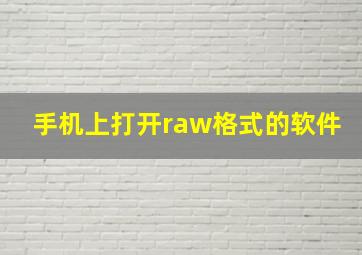 手机上打开raw格式的软件