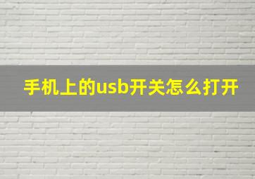 手机上的usb开关怎么打开