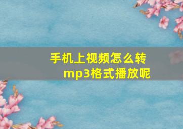 手机上视频怎么转mp3格式播放呢