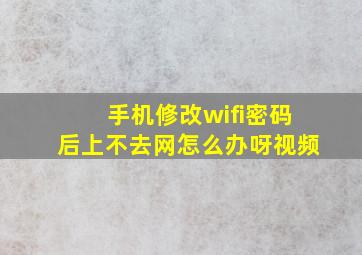 手机修改wifi密码后上不去网怎么办呀视频