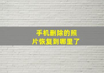 手机删除的照片恢复到哪里了