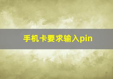 手机卡要求输入pin