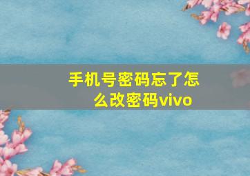 手机号密码忘了怎么改密码vivo