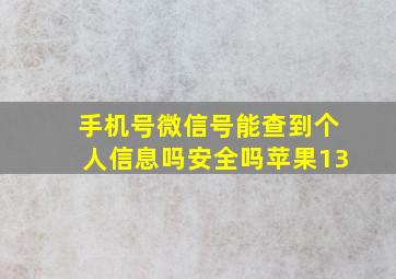 手机号微信号能查到个人信息吗安全吗苹果13