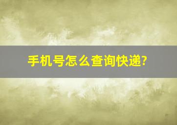 手机号怎么查询快递?