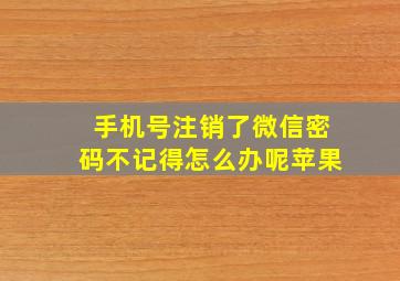 手机号注销了微信密码不记得怎么办呢苹果