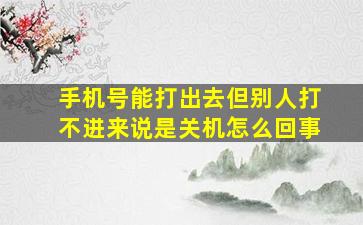 手机号能打出去但别人打不进来说是关机怎么回事