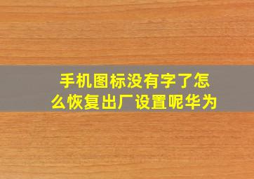 手机图标没有字了怎么恢复出厂设置呢华为