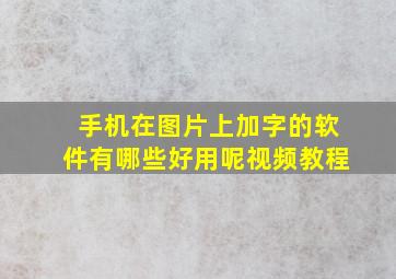 手机在图片上加字的软件有哪些好用呢视频教程