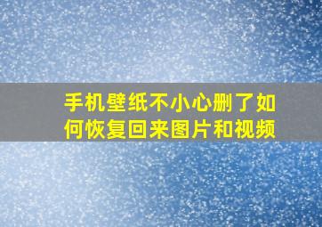 手机壁纸不小心删了如何恢复回来图片和视频