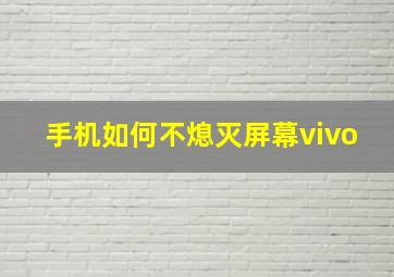 手机如何不熄灭屏幕vivo