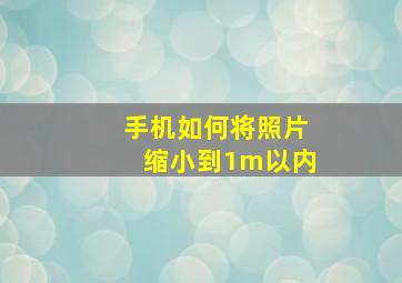 手机如何将照片缩小到1m以内