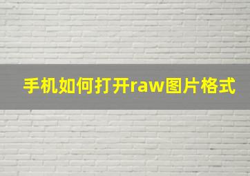 手机如何打开raw图片格式