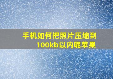 手机如何把照片压缩到100kb以内呢苹果