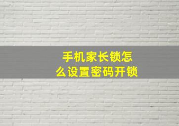 手机家长锁怎么设置密码开锁