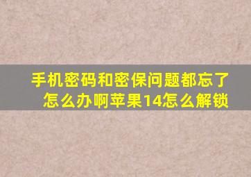 手机密码和密保问题都忘了怎么办啊苹果14怎么解锁