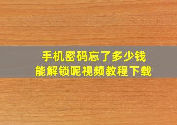 手机密码忘了多少钱能解锁呢视频教程下载