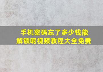 手机密码忘了多少钱能解锁呢视频教程大全免费