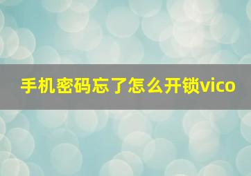 手机密码忘了怎么开锁vico