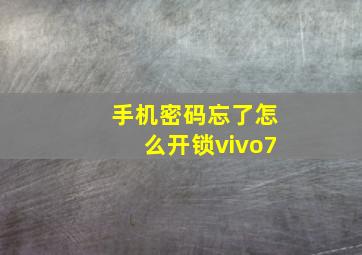 手机密码忘了怎么开锁vivo7