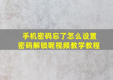 手机密码忘了怎么设置密码解锁呢视频教学教程