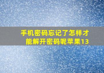 手机密码忘记了怎样才能解开密码呢苹果13