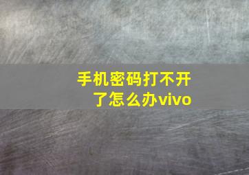 手机密码打不开了怎么办vivo