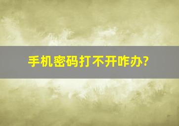 手机密码打不开咋办?