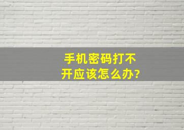 手机密码打不开应该怎么办?