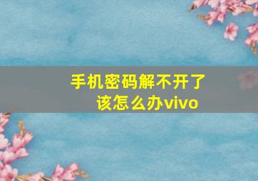 手机密码解不开了该怎么办vivo