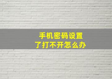 手机密码设置了打不开怎么办