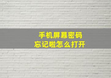 手机屏幕密码忘记啦怎么打开