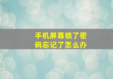 手机屏幕锁了密码忘记了怎么办