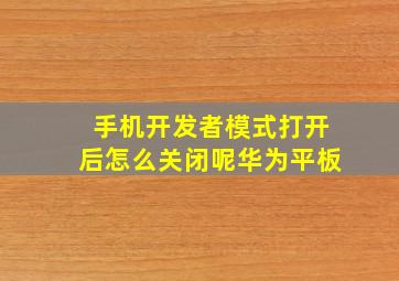 手机开发者模式打开后怎么关闭呢华为平板