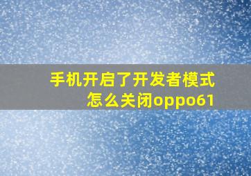 手机开启了开发者模式怎么关闭oppo61