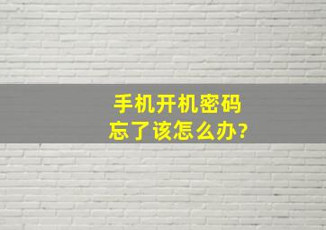 手机开机密码忘了该怎么办?