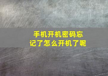 手机开机密码忘记了怎么开机了呢