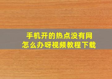 手机开的热点没有网怎么办呀视频教程下载