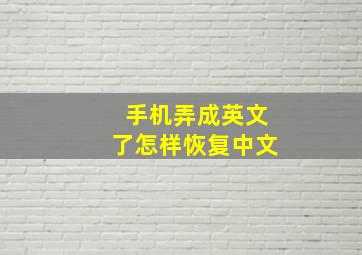 手机弄成英文了怎样恢复中文