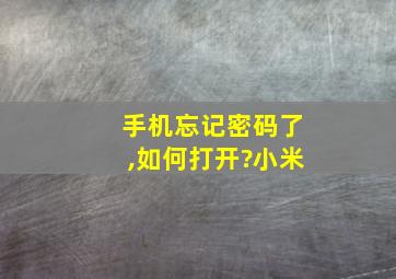 手机忘记密码了,如何打开?小米