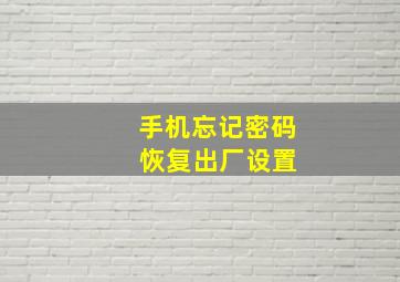 手机忘记密码 恢复出厂设置