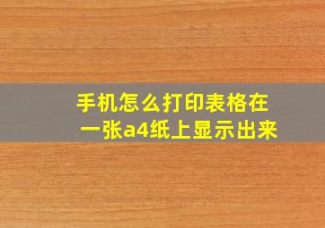 手机怎么打印表格在一张a4纸上显示出来