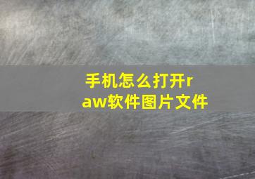 手机怎么打开raw软件图片文件