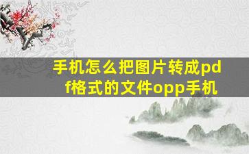 手机怎么把图片转成pdf格式的文件opp手机