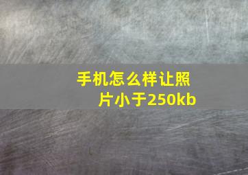 手机怎么样让照片小于250kb