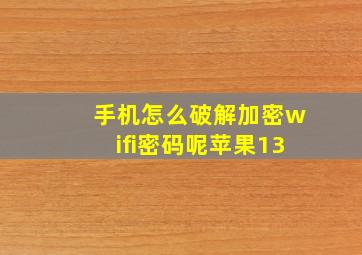 手机怎么破解加密wifi密码呢苹果13